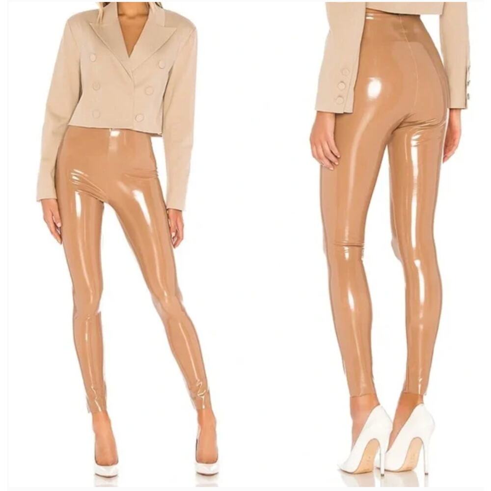 NWT Commando Classic Patent Beige Faux Leather Leggings Pants Size M